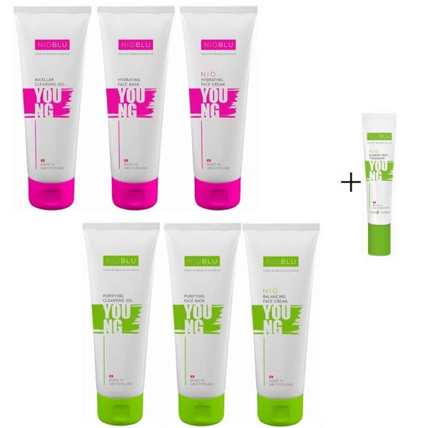 Nio Young Gesichtspflege-Set 3-Produkte für unreine, ölige Haut und Jafra Boost Set für unreine, ölige Haut